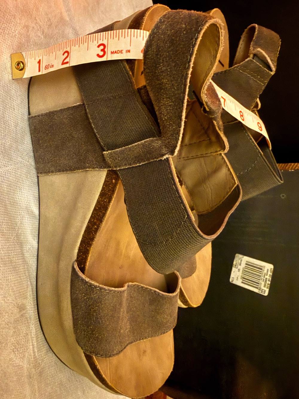 Womens Bushnell Brown Suede Platform Sandals with Elastic Strap